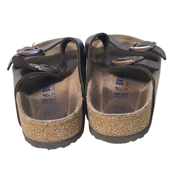 Birkenstock Arizona Brown Leather Soft Footbed Sandals Size 5M/7W - Picture 6 of 8